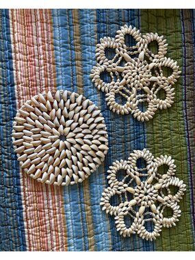 Handcrafted Seashell Trivets Decorative Decor Set Of 3 Cottagecore Beach Boho